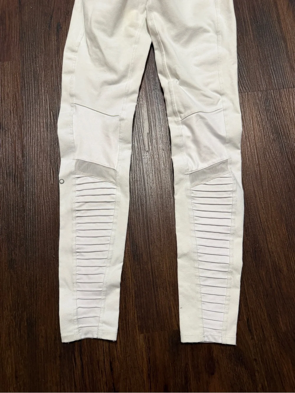 Alo White Ribbed Moto Leggings - Activewear